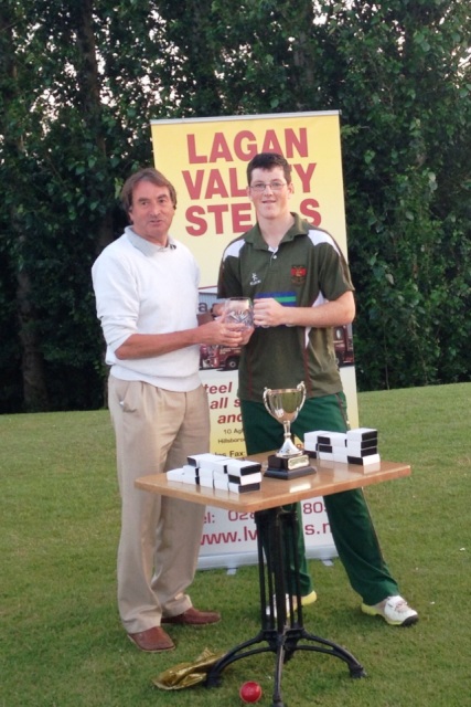 Ryan Smyth receives his Man of the Match award from NCU President Chris Harte